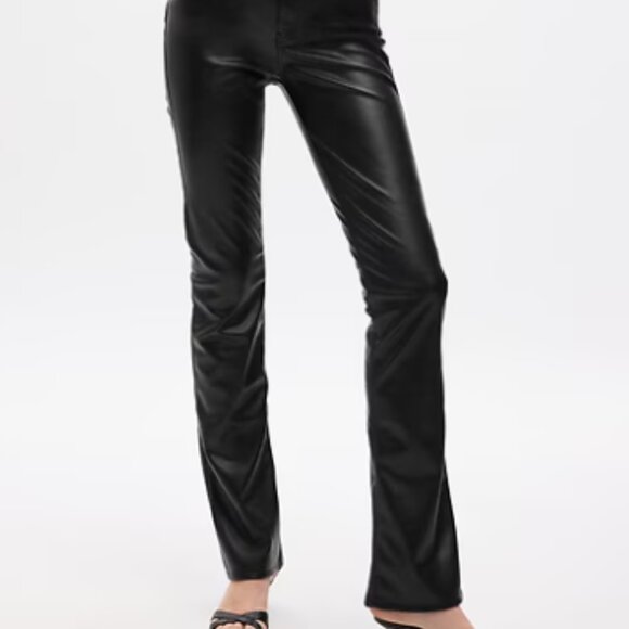 Mid Rise Vegan Leather Baby Boot Pants - Picture 2 of 4